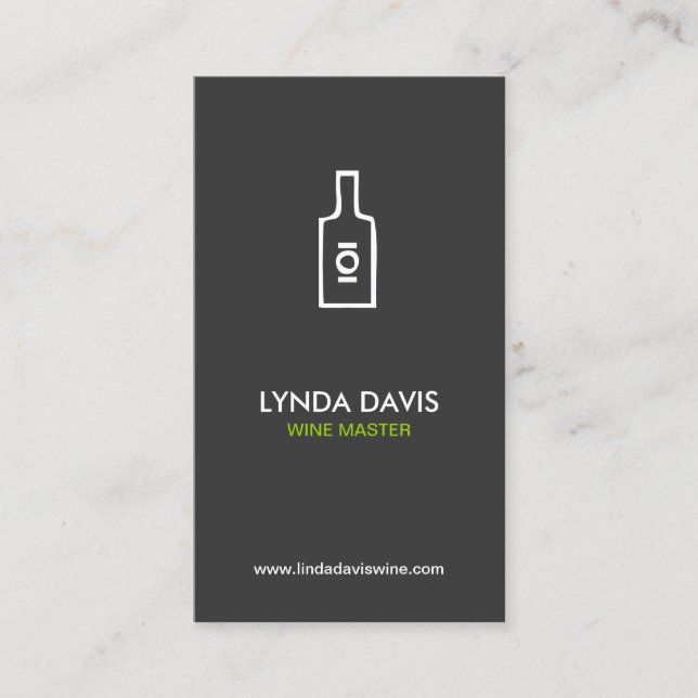WINE BOTTLE LOGO (DK GRAY) Business Card (Front)