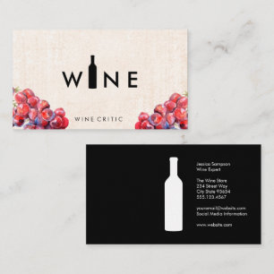 Wine Bottle Logo Wine Grapes Business Card