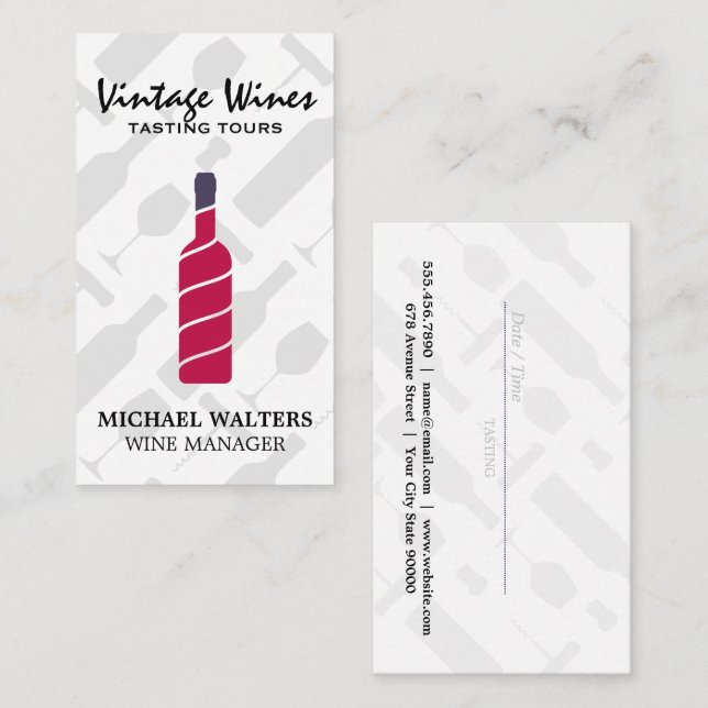 Wine Bottle Logo | Winery Business Card (Front/Back)