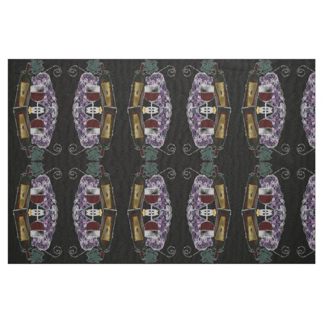 Wine Bottle n Grapes Fabric (Fat Quarter)