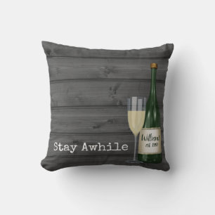 Wine Bottle On Wood Cushion