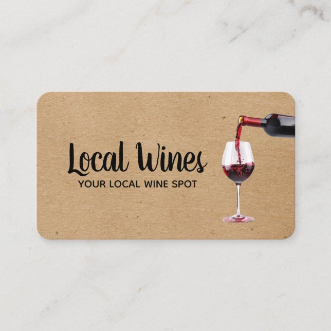 Wine Bottle Pour in Glass | Wine Tasting Business Card (Front)