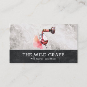 Wine Bottle Pour Watercolor Art Business Card