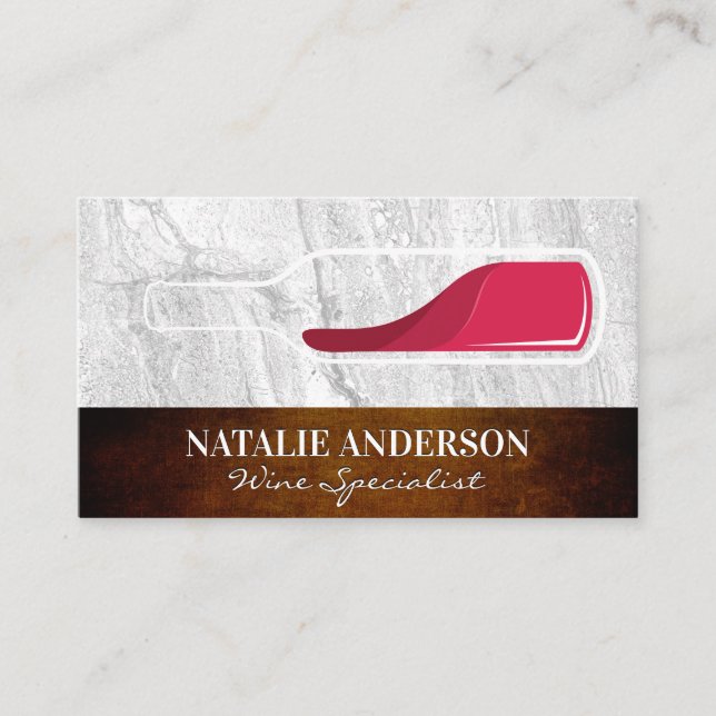 Wine Bottle | Rock Slate and Texture Business Card (Front)