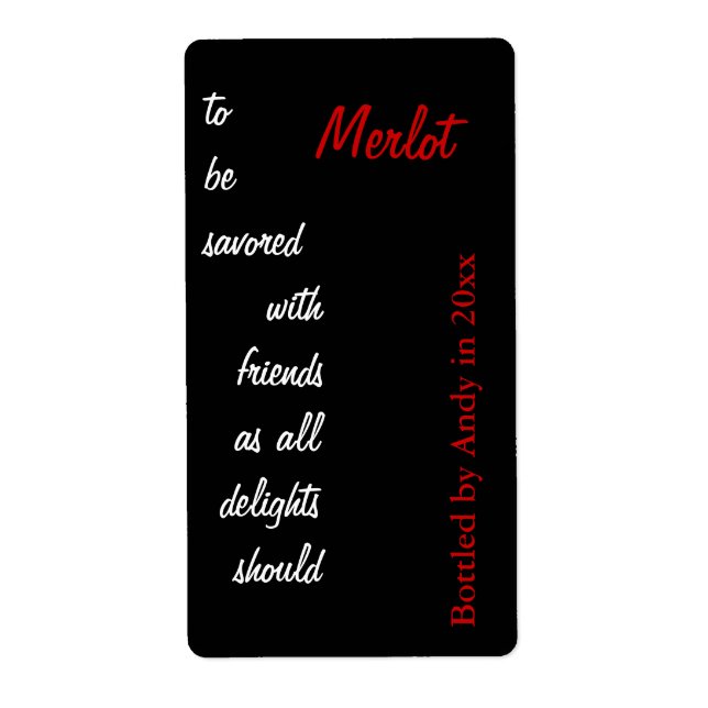 wine bottle script wine bottle label (Front)