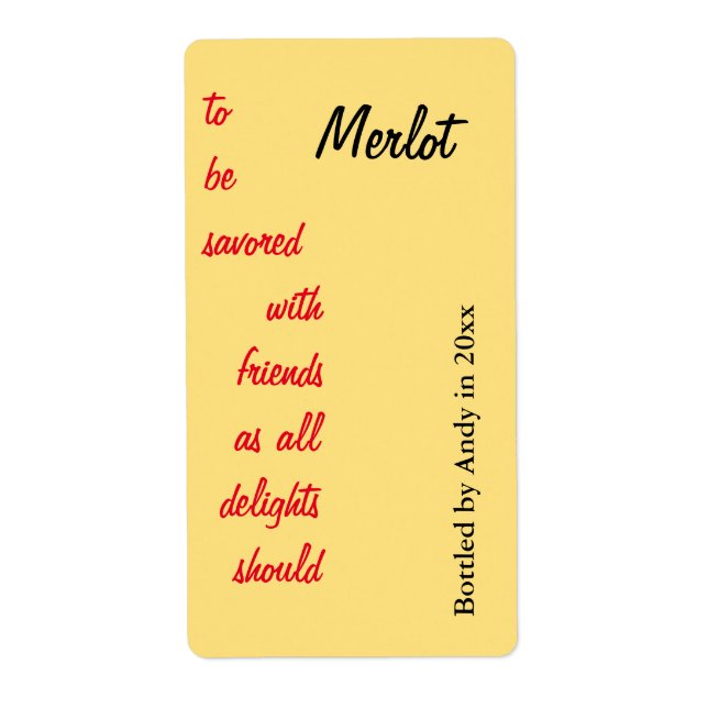 wine bottle script wine bottle label (Front)