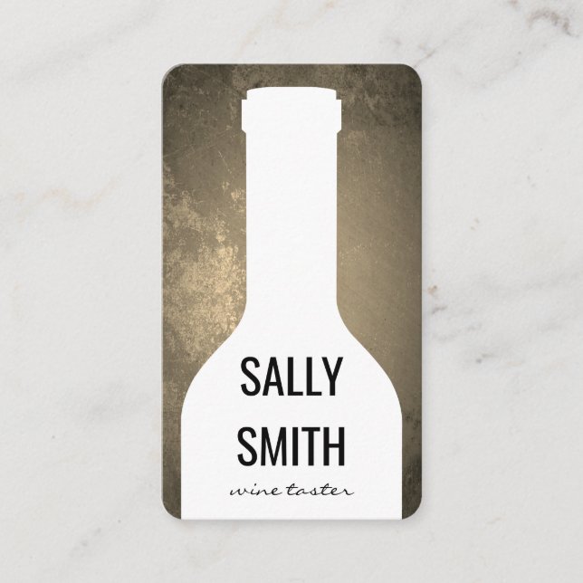 Wine Bottle Sepia Rustic Background Business Card (Front)
