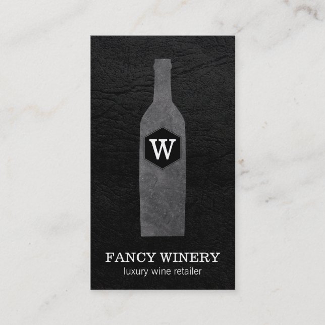 Wine Bottle | Slate | Monogram Business Card (Front)