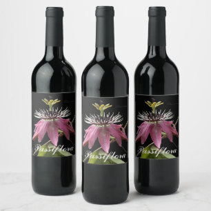 Wine bottle sticker, passiflora label