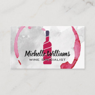 Wine Bottle Watercolor Business Card