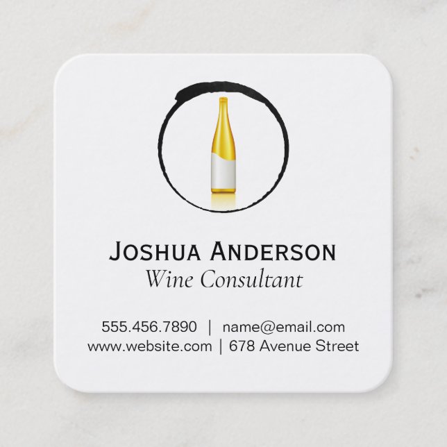 Wine Bottle Wine Consultant Square Business Card (Front)