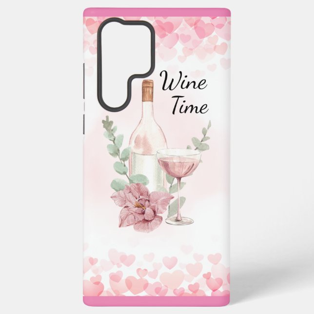 Wine Bottle & Wine Glass Wine Time Samsung Galaxy S22 Ultra Case (Back)