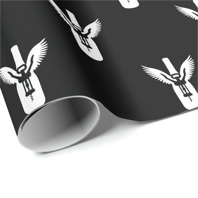 Wine Bottle with Wings and Corkscrew Wrapping Paper (Roll Corner)