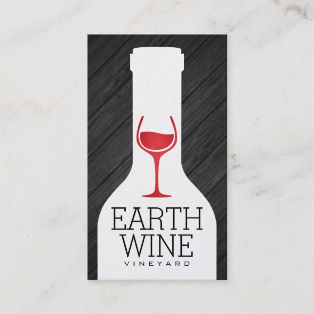 Wine Bottle | Wood Panel Business Card (Front)