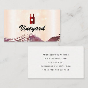 Wine Bottles and Glass Brushed Business Card