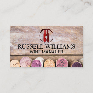 Wine Bottles and Glass Corks on Table Business Card