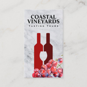 Wine Bottles and Glass Wine Grapes Business Card