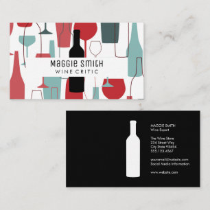 Wine Bottles and Glassware Pattern Business Card