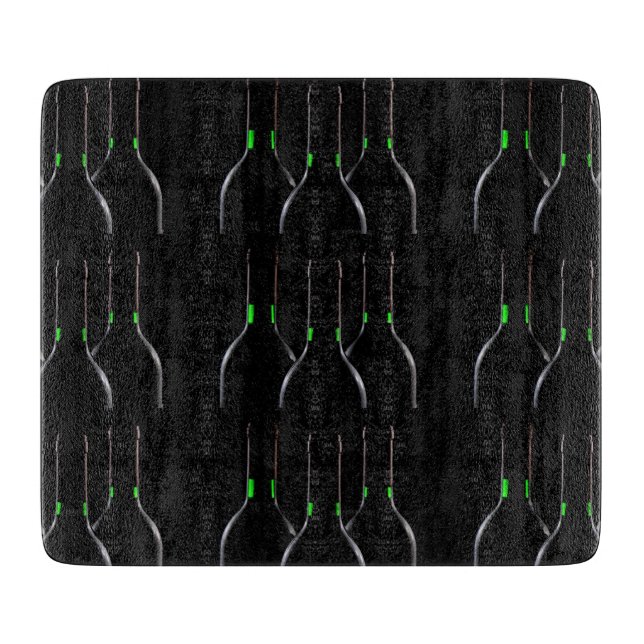 Wine Bottles Black Decorative Glass Cutting Board (Front)