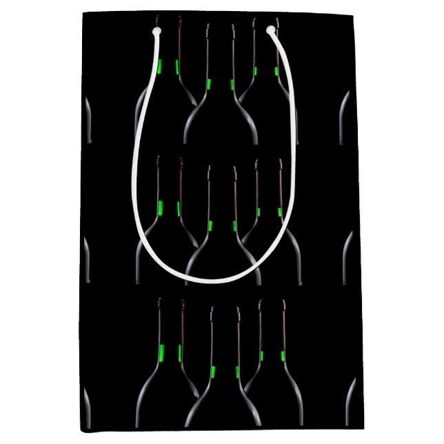 Wine Bottles Black Medium Gift Bag (Front)