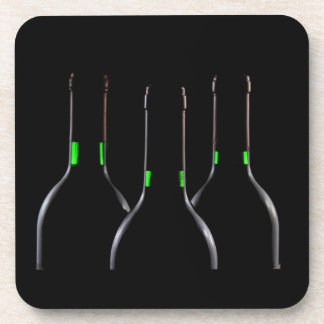 Wine Bottles Black Plastic Coaster
