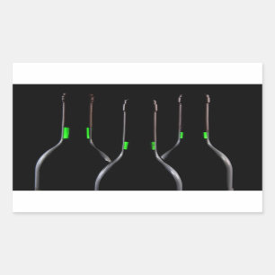 Wine Bottles Black Rectangular Sticker
