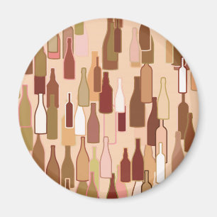 Wine bottles, earth colours, light coral backgroun magnet
