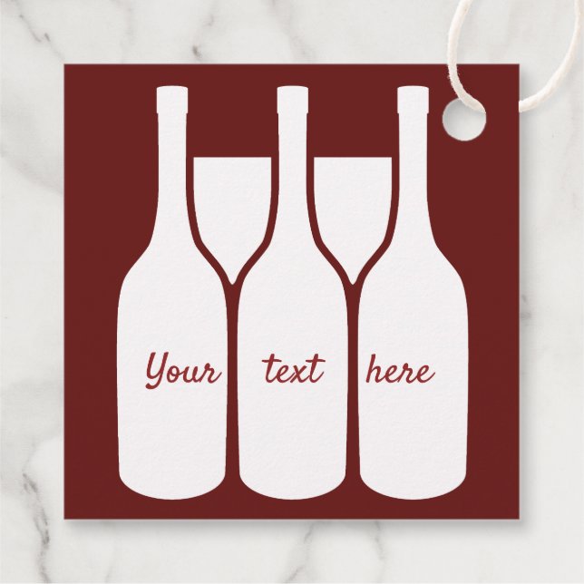 Wine Bottles Glasses Favour Card Tags (Back)