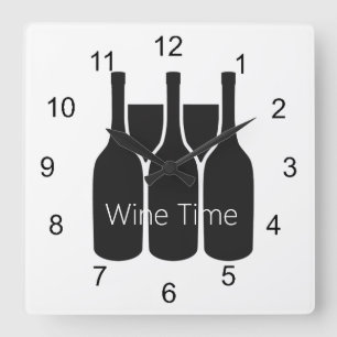 Wine Bottles Glasses "Wine Time" Design Wall Clock