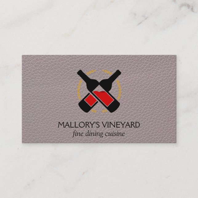 Wine Bottles | Leather Business Card (Front)