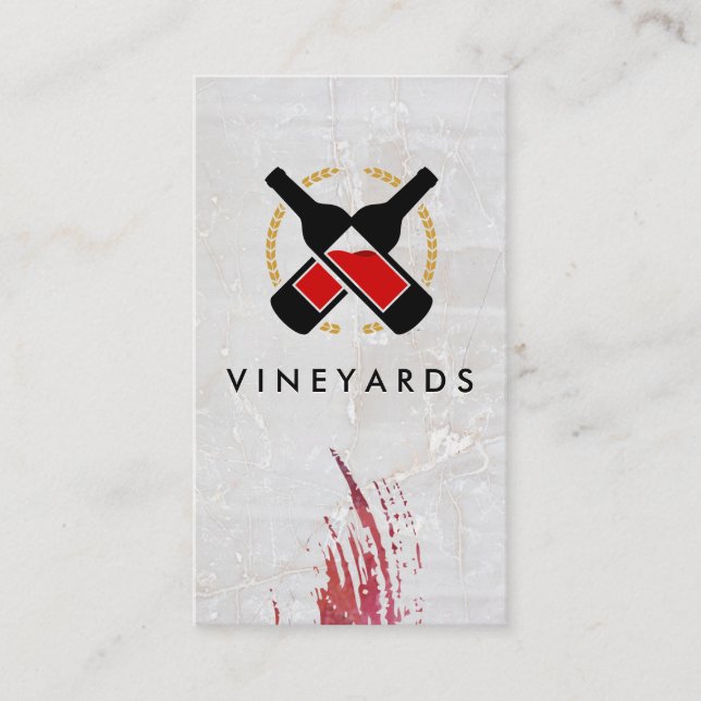 Wine Bottles Logo | Marble Background Business Card (Front)