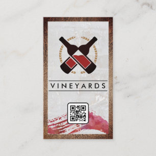 Wine Bottles Logo   Marble   QR Code Business Card