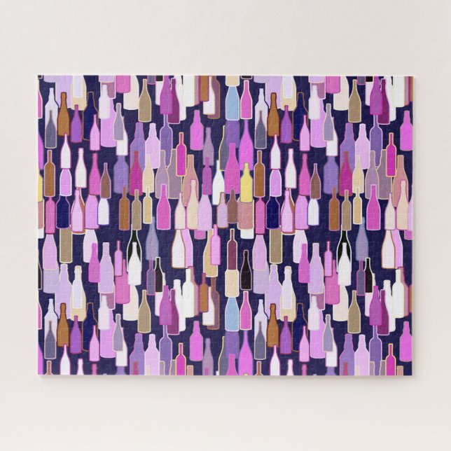 Wine Bottles, Multi Colour, Dark Blue Background Jigsaw Puzzle (Horizontal)