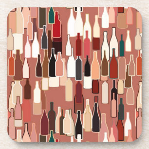 Wine bottles pattern, earth colours, terra cotta b coaster
