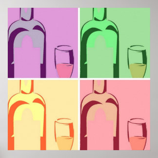 Wine Bottles Pop Art Poster