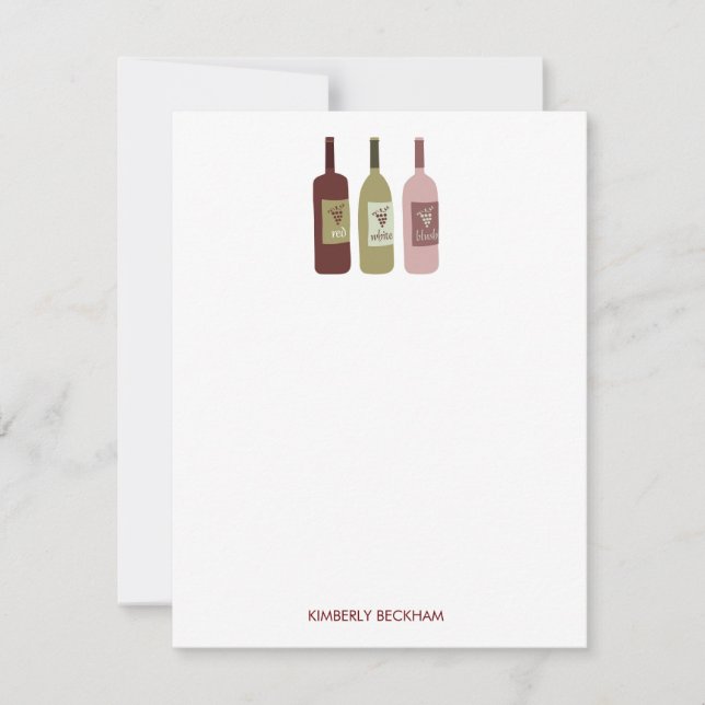 Wine Bottles Stationery Note Cards (Front)