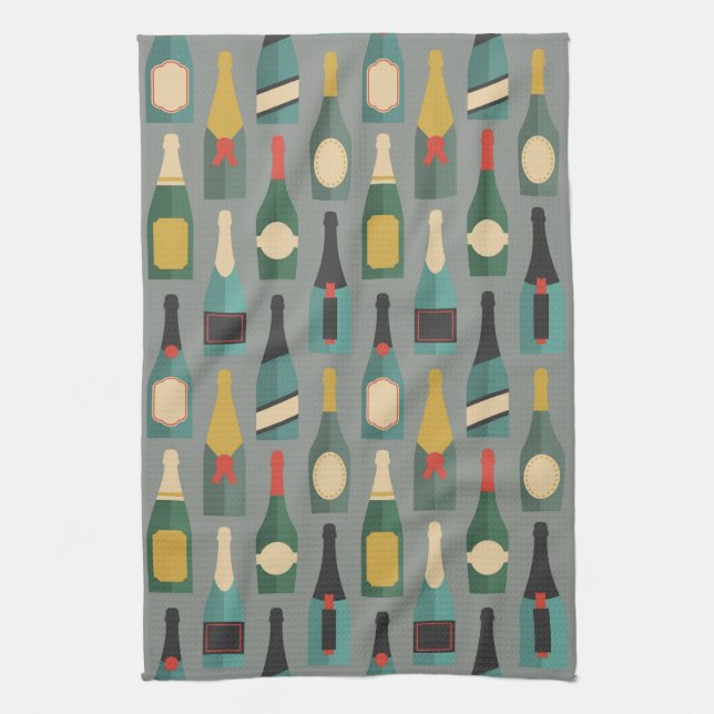 Wine Bottles Tea Towel (Vertical)
