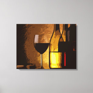wine bottles wrapped canvas print