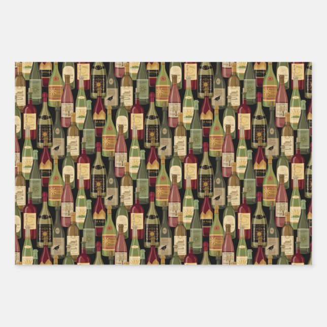 Wine Bottles Wrapping Paper Sheet (Front)