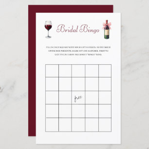 Wine Bridal Bingo Bachelorette Game Stationery