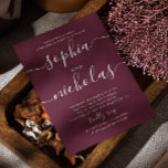 Wine Burgundy / Plum script engagement party  Invitation<br><div class="desc">Simple minimalist script wedding engagement party invitation in wine burgundy,  plum colours. Please contact me if you need additional items.</div>