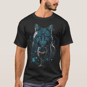 Wine Cat Glass of Wine Drinking Party Wine Tasting T-Shirt