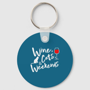 Wine Cats And Weekends  Key Ring