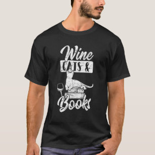 Wine Cats & Books Cat   Wine   Bookworm Cat Mum T-Shirt