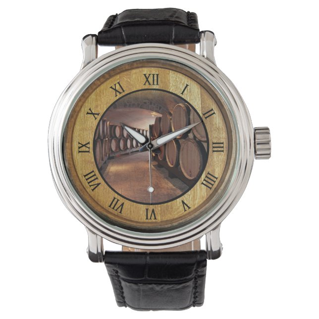 Wine Cellar Watch 01 ~ Wine Barrel Lid Background  (Front)