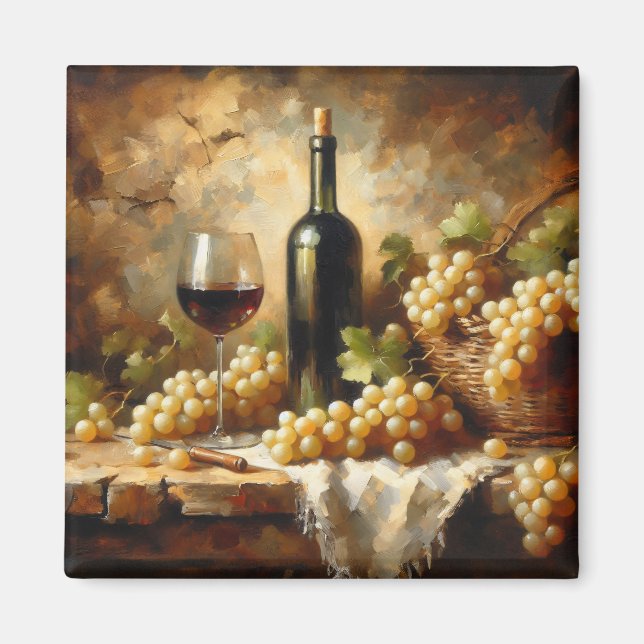 Wine Cellar Winery Grapes Still Life Magnet (Front)