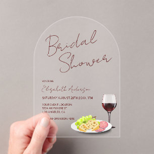 Wine & Charcuterie Bridal Shower Acrylic Invitations