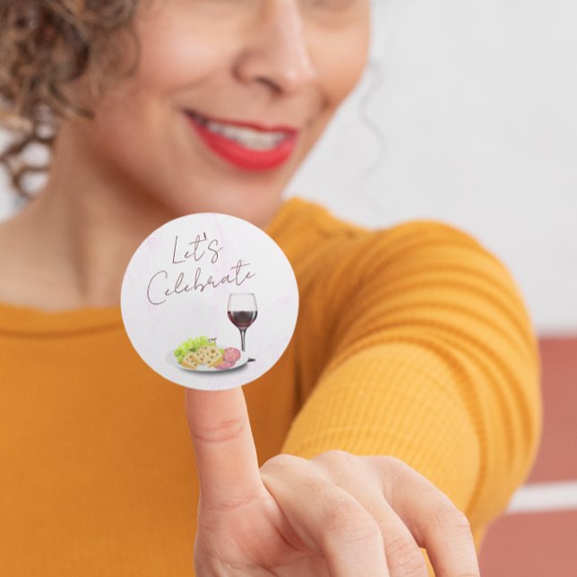 Wine & Charcuterie Engagement Party Classic Round Sticker (Creator Uploaded)