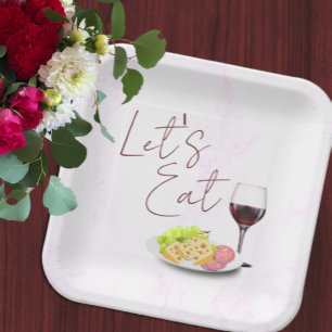 Wine & Charcuterie Engagement Party Paper Plate