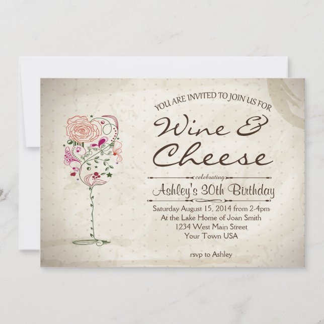 Wine & Cheese Birthday Invitation (Front)